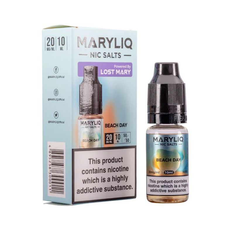 Liquid Maryliq Nic Salts 10ml - Beach Day 20mg Liquid Maryliq Nic Salts 10ml - Beach Day 20mg