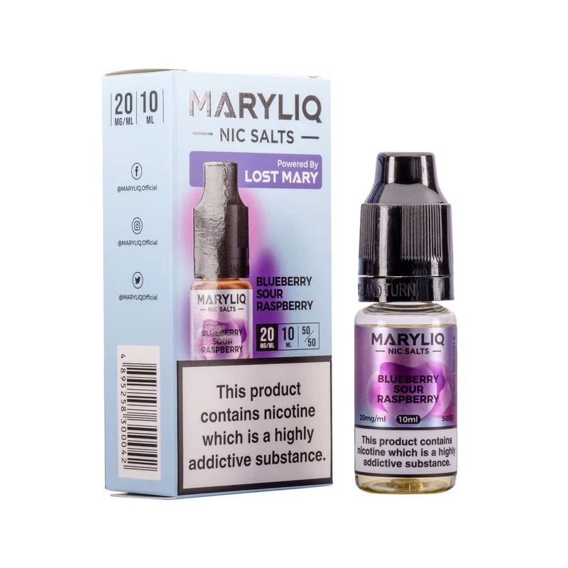 Liquid Maryliq Nic Salts 10ml - Blueberry Sour Raspberry 20mg Liquid Maryliq Nic Salts 10ml - Blueberry Sour Raspberry 20mg