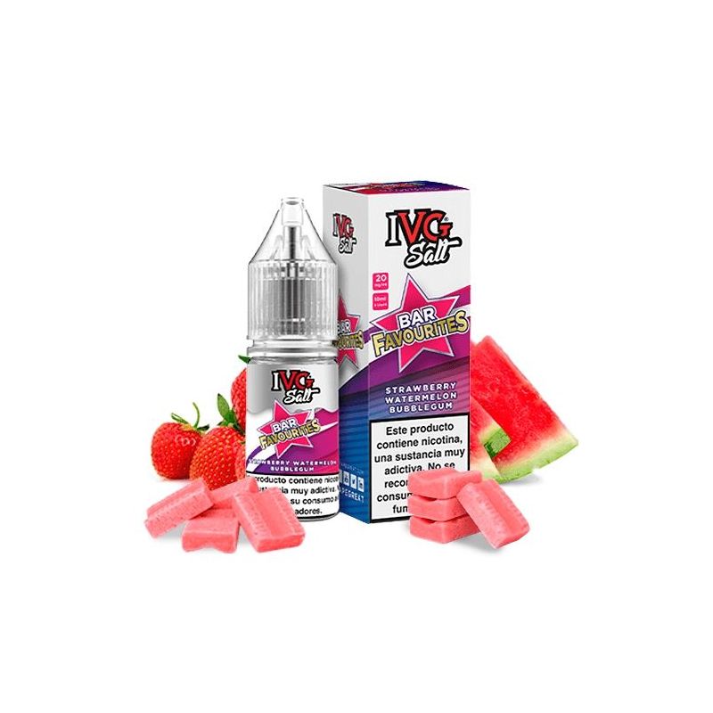 Liquid IVG Favourite Bar Salts - Strawberry Watermelon Bubblegum 20mg 10ml Liquid IVG Favourite Bar Salts - Strawberry Watermelon Bubblegum 20mg 10ml