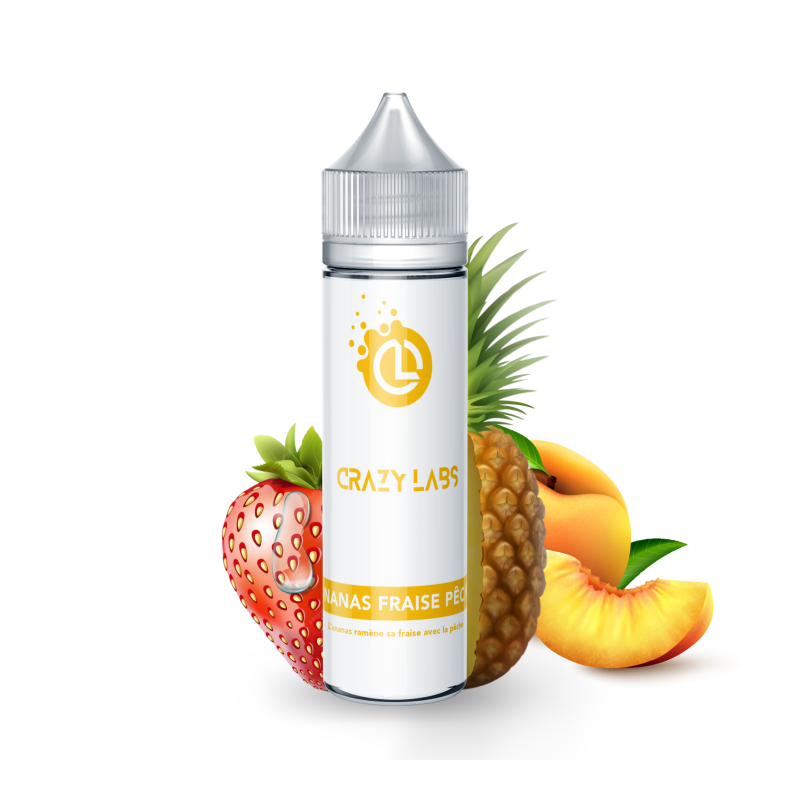 Premix Crazy Labs - Ananas Fraise Pêche 50/75ml Premix Crazy Labs - Ananas Fraise Pêche 50/75ml