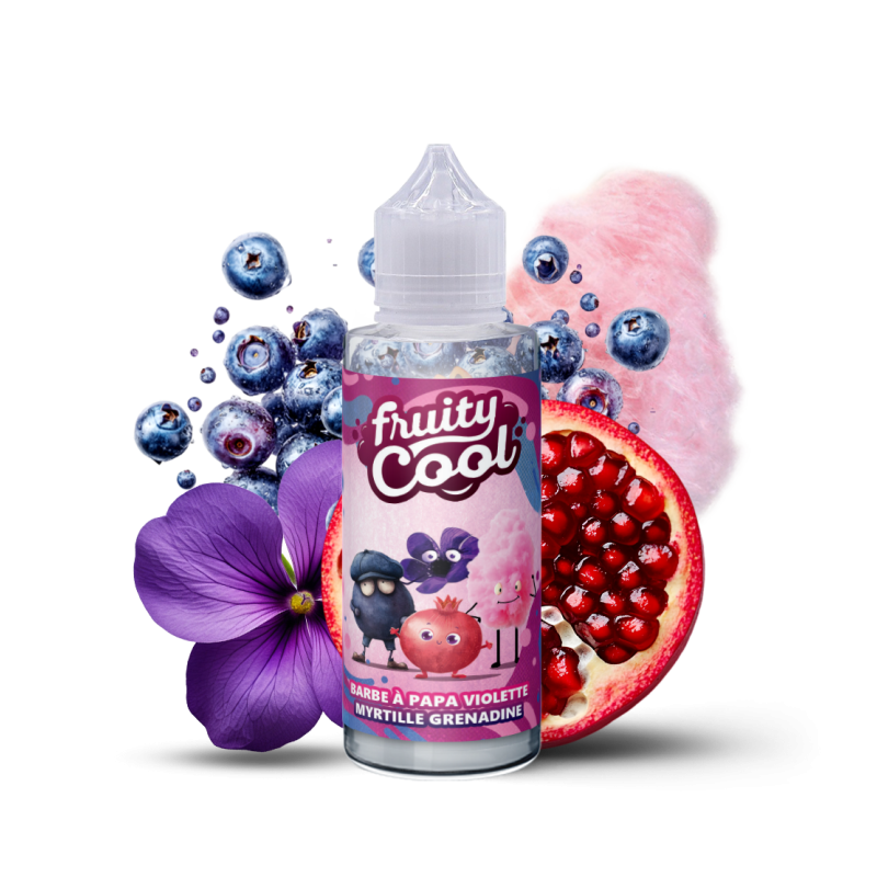 Premix Fruity Cool - BARBA À PAPA VIOLETTE MYRTILLE GRENADINE 100/120ml Premix Fruity Cool - BARBA À PAPA VIOLETTE MYRTILLE GRENADINE 100/120ml