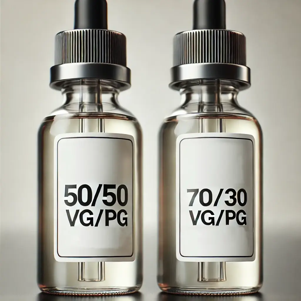 DALL·E 2024-10-31 08-37-28 - A clear, close-up image of two e-cigarette liquid bottles side by side- The first bottle prominently displays 50_50 in bold on its label, while the.webp